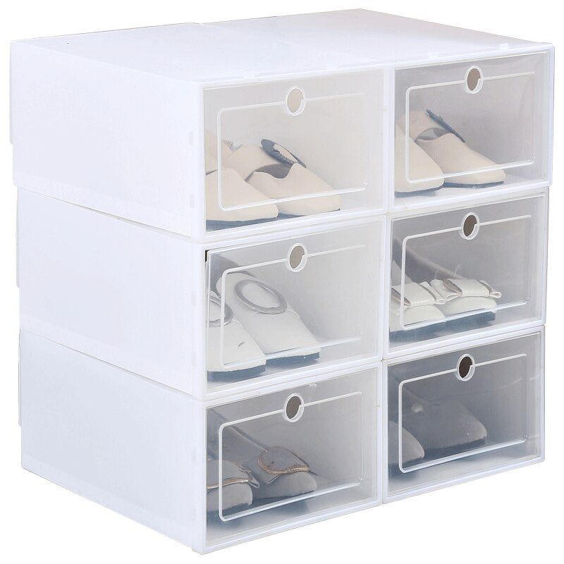 3Pcs Clear Plastic Shoes Box Thickened Transparent Home Storage Drawers Stackable Shoe Boxes Organization Shoebox Case Shoe Rack